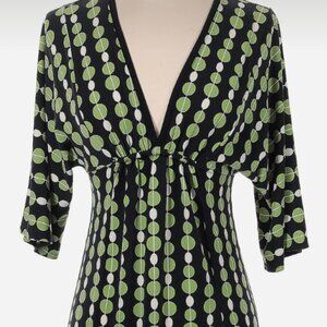 Max Studio green dot empire waist dress xs